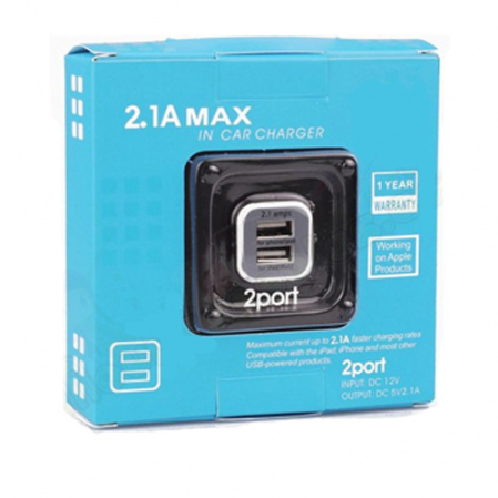 Adaptador de Carga Doble Puerto USB 2.1A de Auto Blanco
