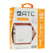 Adaptador de Red ATC con 2 Puertos USB 3.4A Blanco