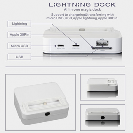 Base de Carga Dock iPhone 5, iPad 4, iPad Mini, iPod Touch 5...