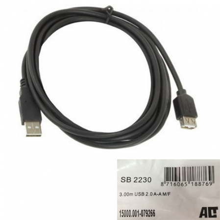 Cable Alargadera USB 3mts 2.0 A-A M/F