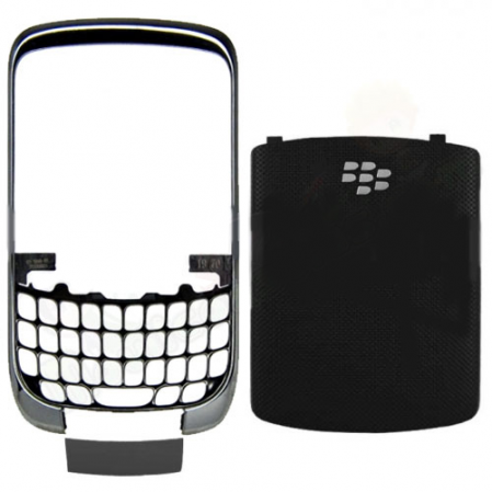 Carcasa Frontal + Tapa Bateria Blackberry 9300 Negra / Plata