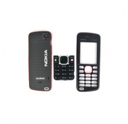 Carcasa Nokia 5220 Negra/Roja Frontal+Trasera+Centra Completa