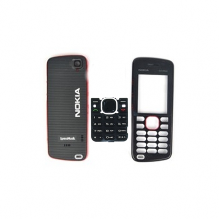 Carcasa Nokia 5220 Negra/Roja Frontal+Trasera+Centra Completa