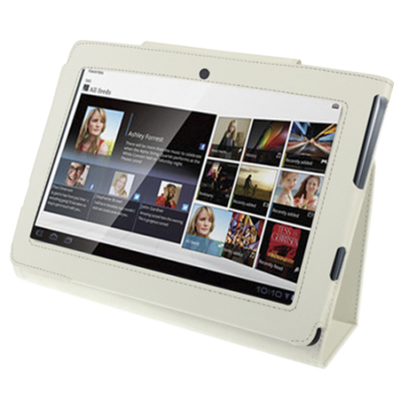 Funda Cuero con Soporte para Tablet Sony S1 Blanca