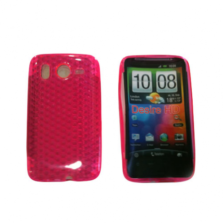Funda Silicona Gel HTC Desire HD Rosa Semirrigida