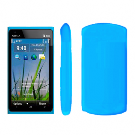 Funda Silicona Lisa Nokia Lumia 900 Celeste