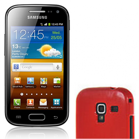 Funda Silicona Lisa Samsung Galaxy Ace 2 i8160 Roja Transp.