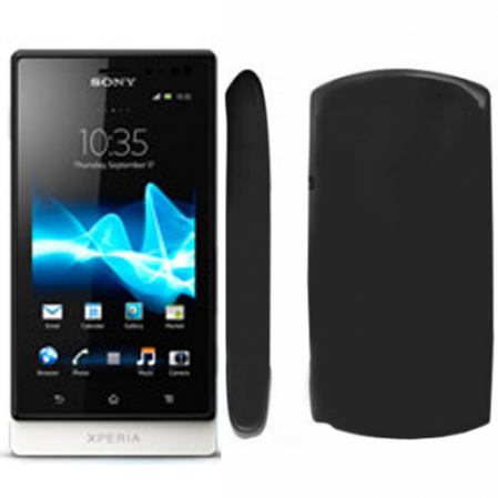 Funda Silicona Lisa Sony Xperia Sola (MT27i) Negro