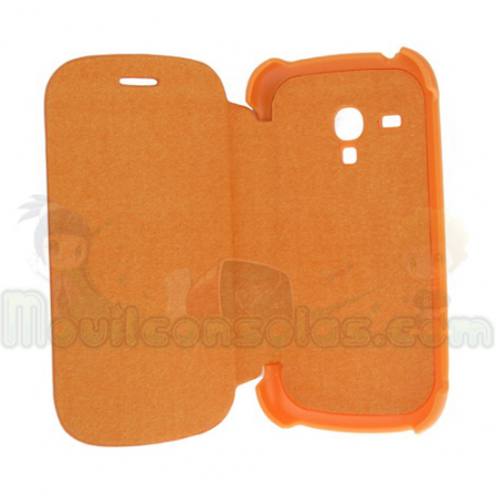Funda Tipo Libro Flip Cover Samsung S3 Mini i8190 Naranja