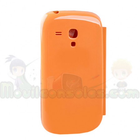 Funda Tipo Libro Flip Cover Samsung S3 Mini i8190 Naranja