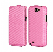 Funda Vertical Fibra de Carbono Galaxy Note 2 N7100 Rosa