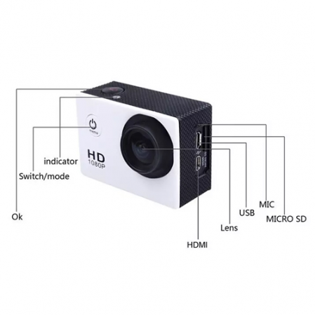 Hd Camara Sports Hd-dv 1080p Full Hd Waterproof Negra