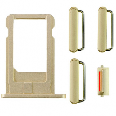 Kit botones - tarjetero nano sim iPhone 6 plus 5.5" dorado