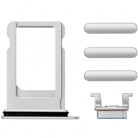 Kit botones exteriores y Tarjetero Nano Sim iPhone 8 Gris Plata