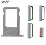 Kit botones y tarjetero nano sim iPhone 6 plata SWAP