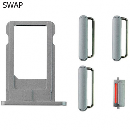 Kit botones y tarjetero nano sim iPhone 6 plata SWAP