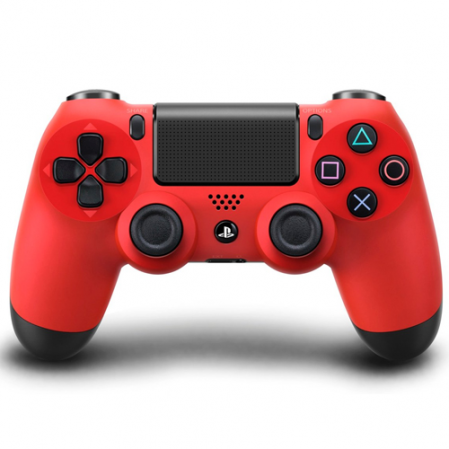 Mando PS4 Inalambrico Color Rojo  y Negro Compatible