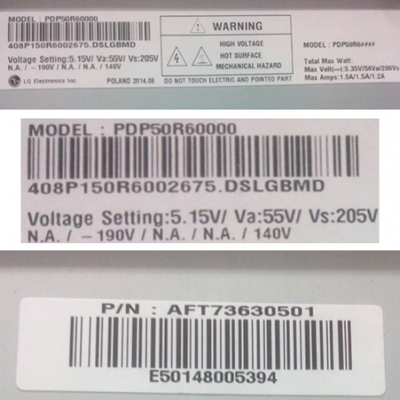 Panel LG PDP50R60000 P/N: AFT73630501